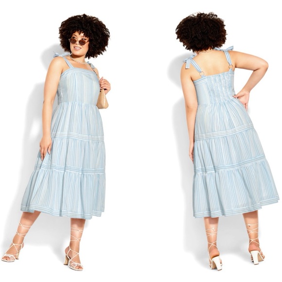 NWT City Chic Blue and White Striped Dress - Picture 2 of 5